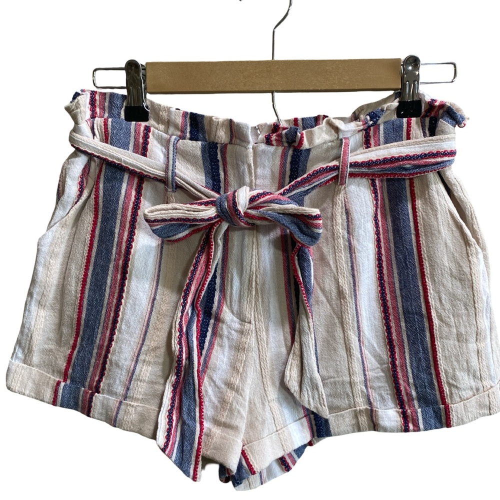 Alter’d State Striped Belted Shorts Women’s Medium | Red White Blue